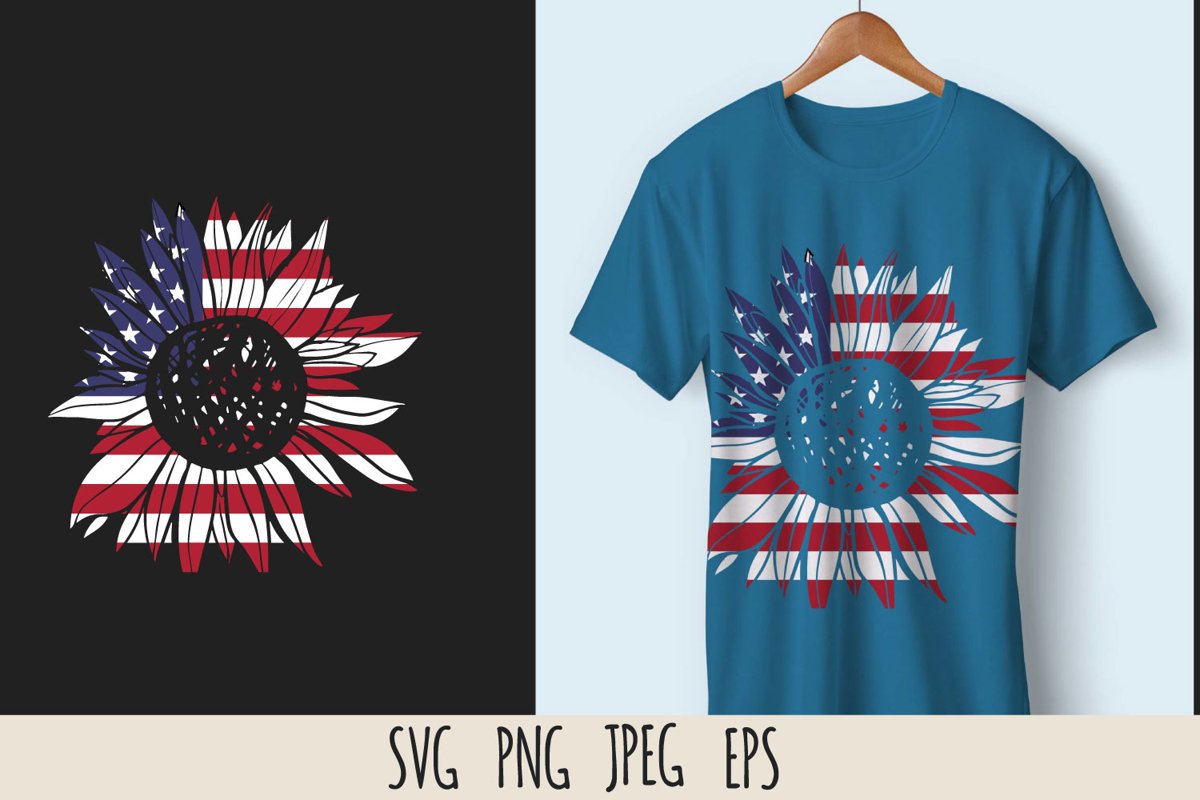 Patriotic sunflower SVG cut file example image 1
