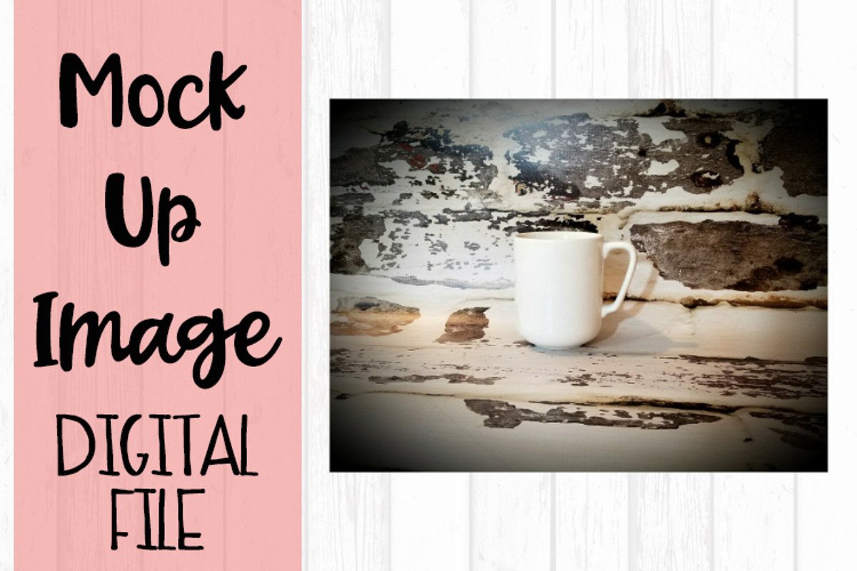 Mug on Brick Background Mock Up example image 1