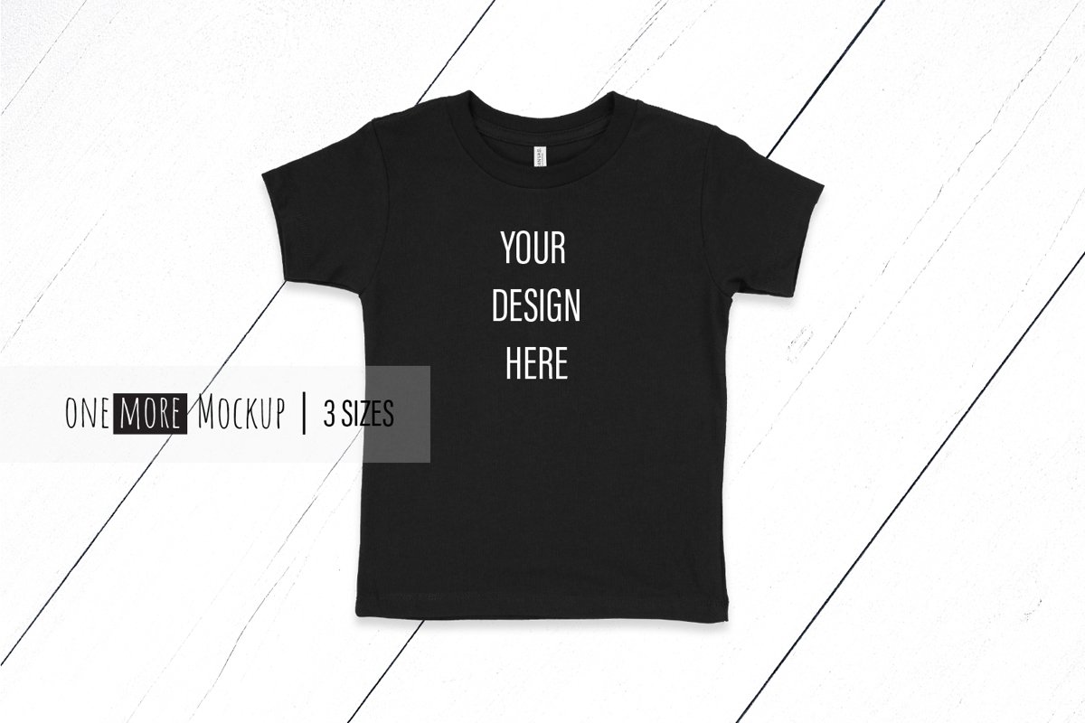 Kids Black T-Shirt Mockup I Bella Canvas 3001T Black example image 1