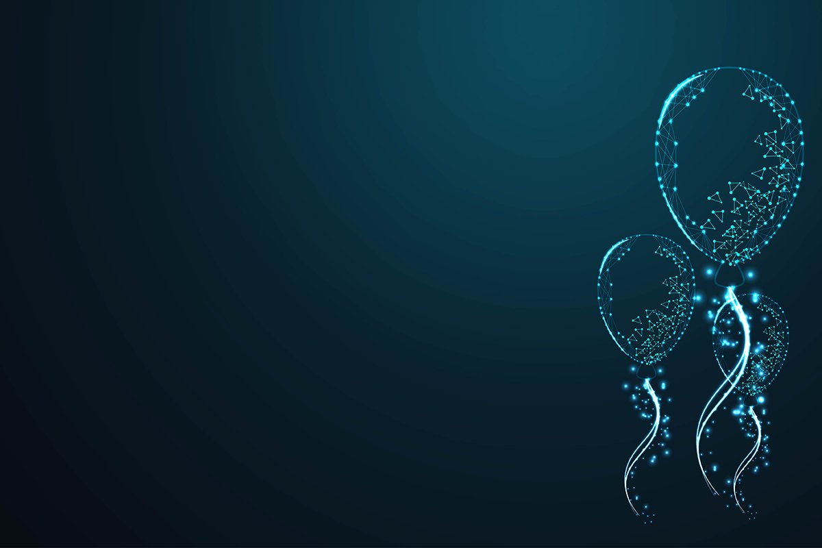 flying balloon decoration, Abstract 3d polygonal wireframe a example image 1