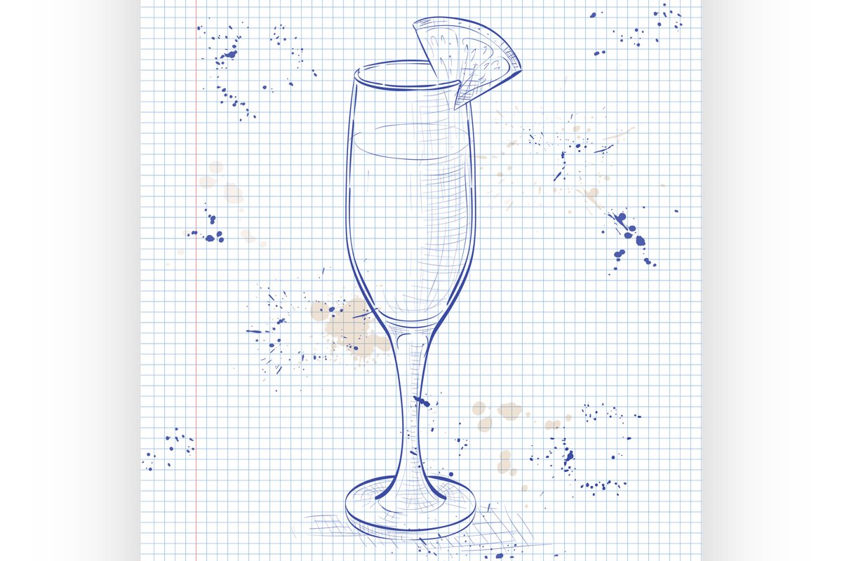 Cocktail alcohol Mimosa on a notebook page example image 1