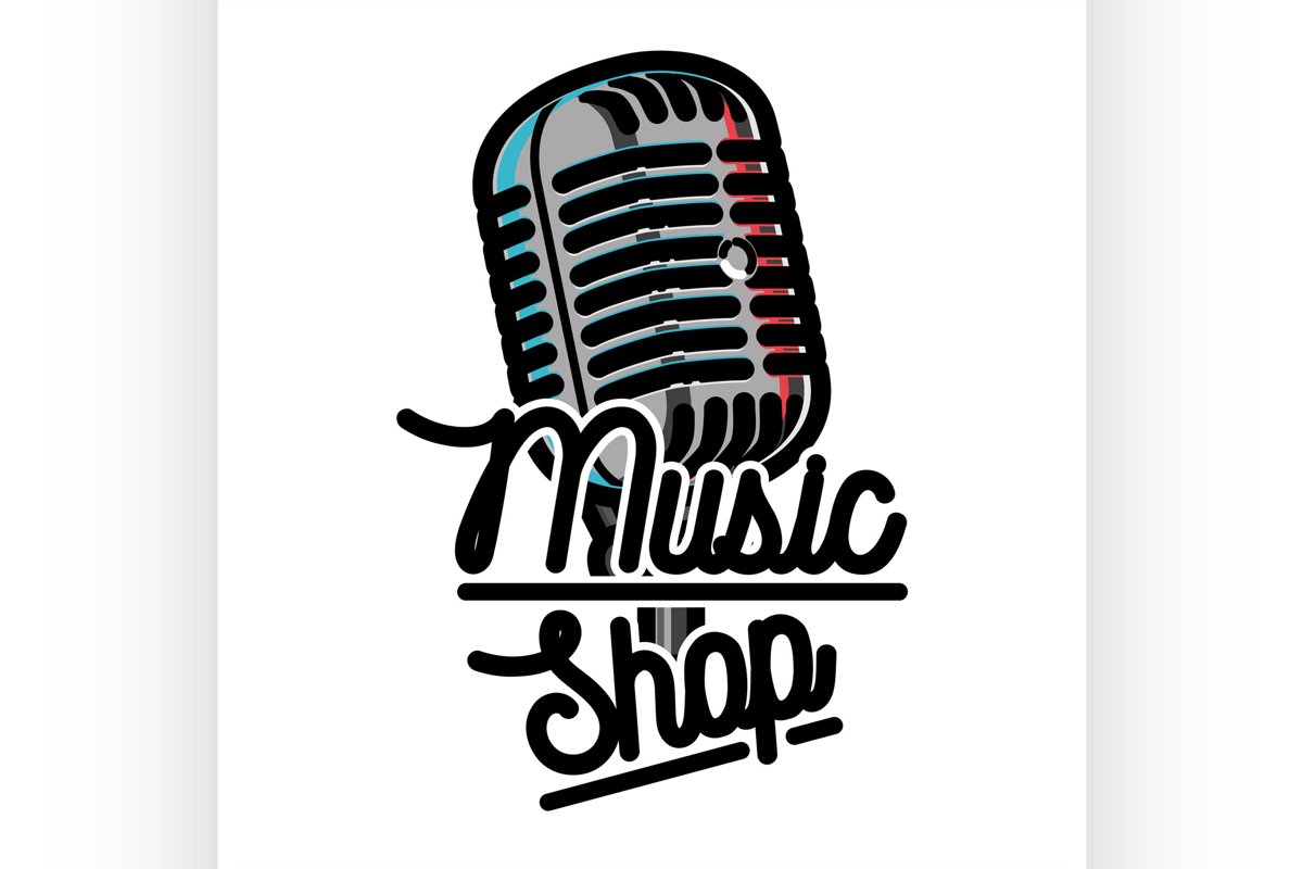 Color vintage music shop emblem example image 1