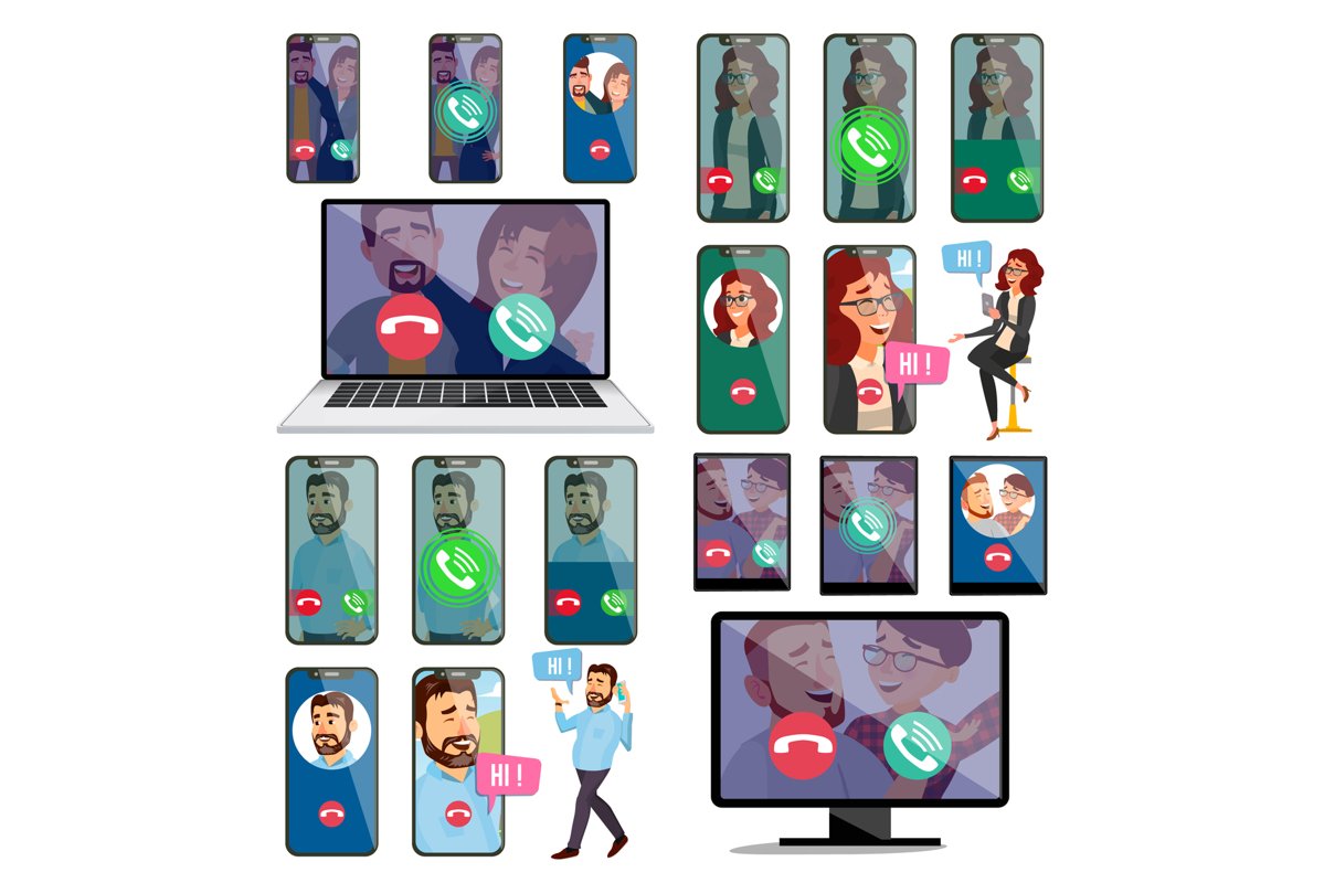 Online Call Vector. VoIP Technology, Voice Over IP example image 1