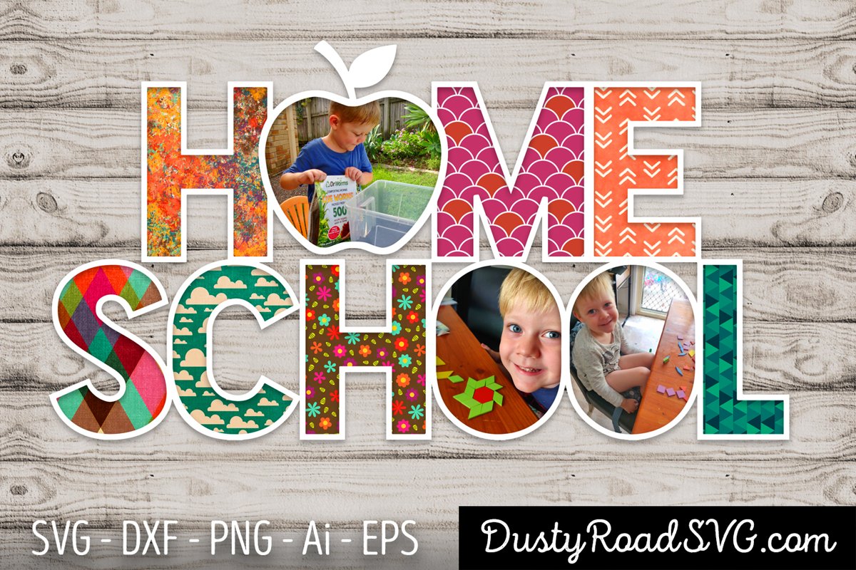 HOME SCHOOL - Scrapbook - cut file - svg png eps dxf example image 1