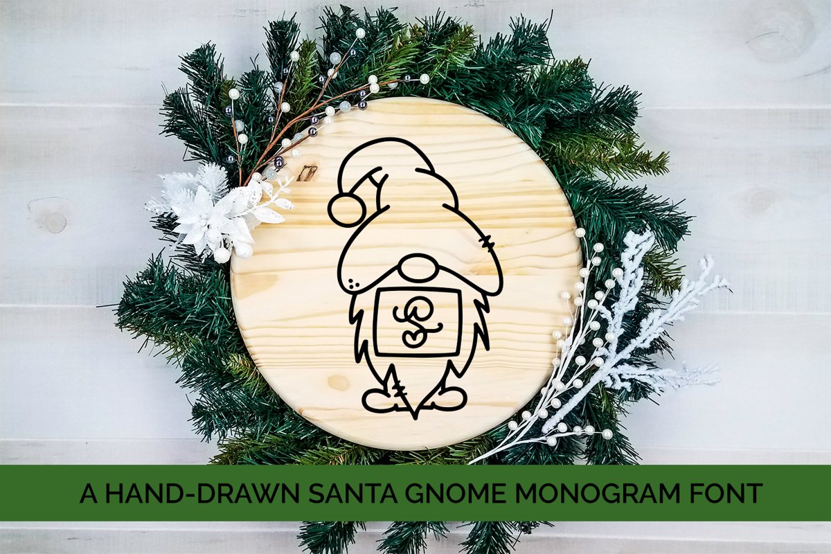 Santa Gnome Monogram - A Hand-Drawn Monogram Font example image 1