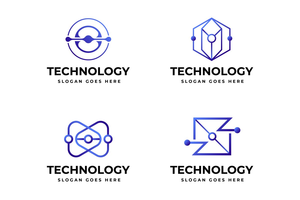 Gradient Technology Logo Template Collection example image 1