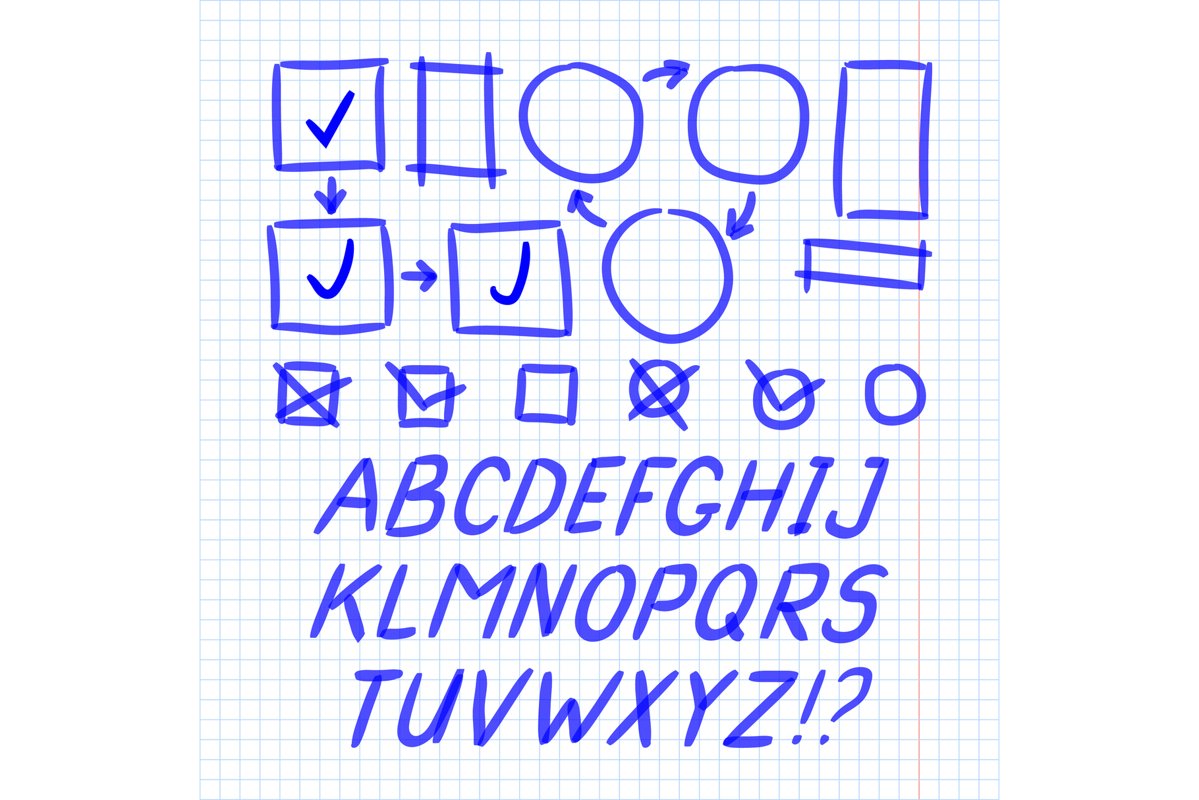 Marker Hand Written Doodle Letters And Symbols Vector example image 1