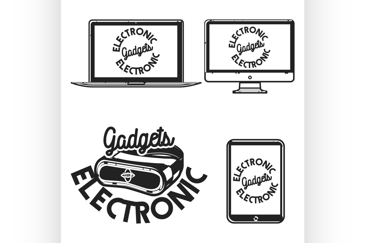 Vintage electronic gadgets emblems example image 1