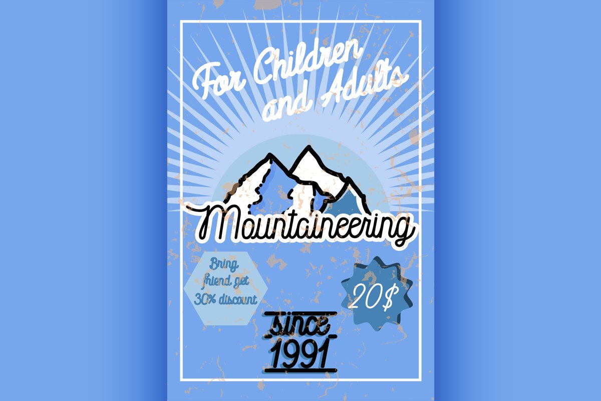 Color vintage mountaineering poster example image 1