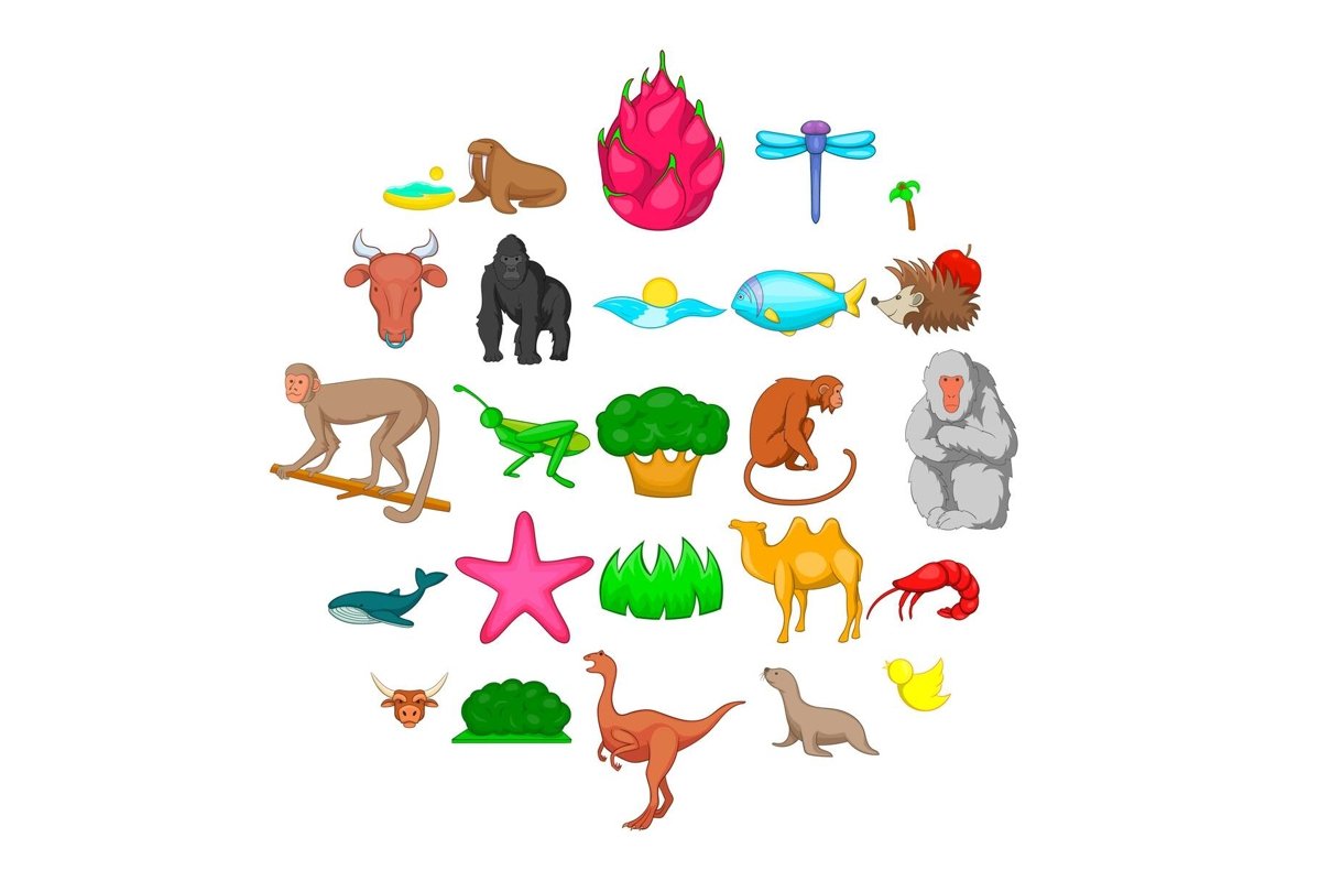 Herbivore icons set, cartoon style (509065) | Illustrations | Design