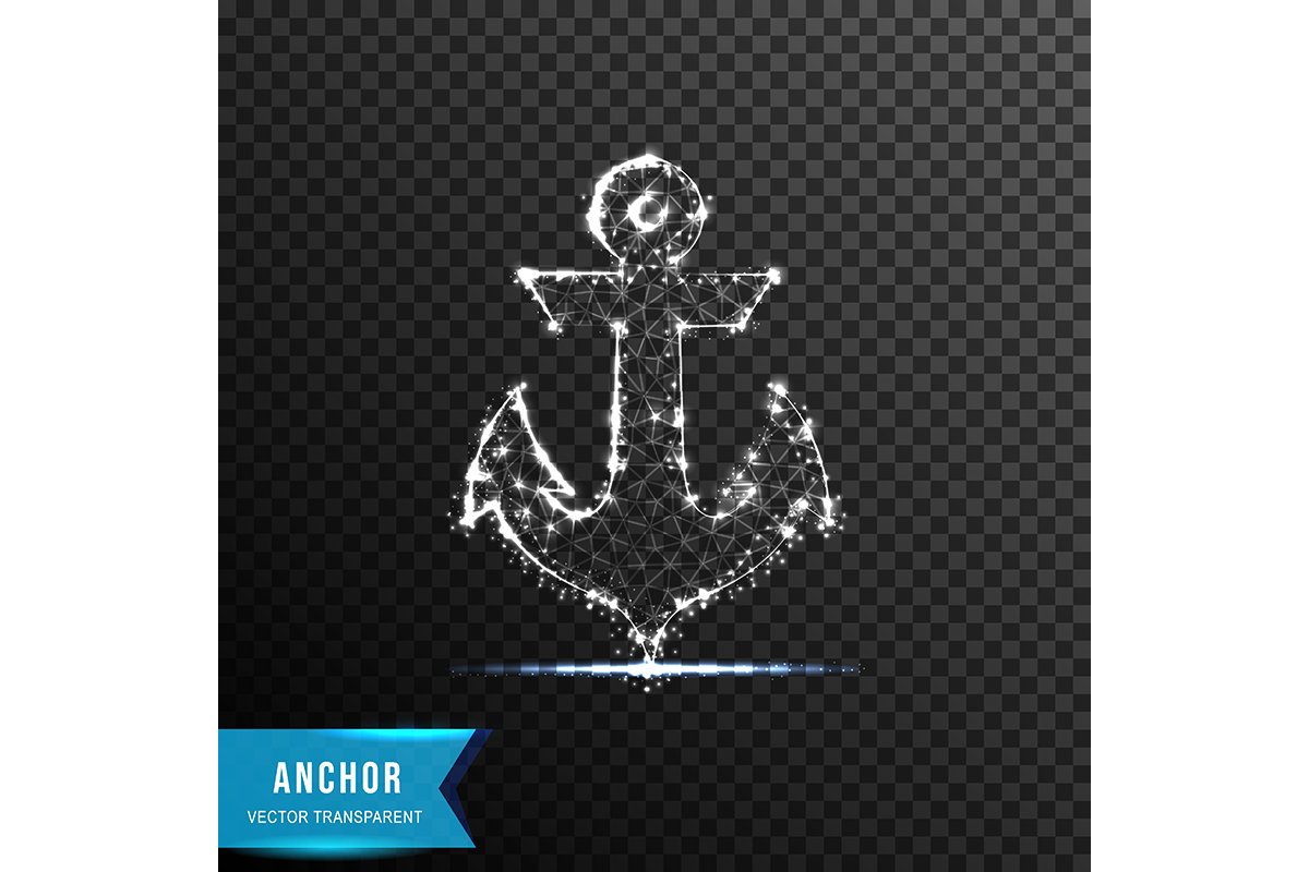 anchor from connecting dot and line. light effect. vector il example image 1