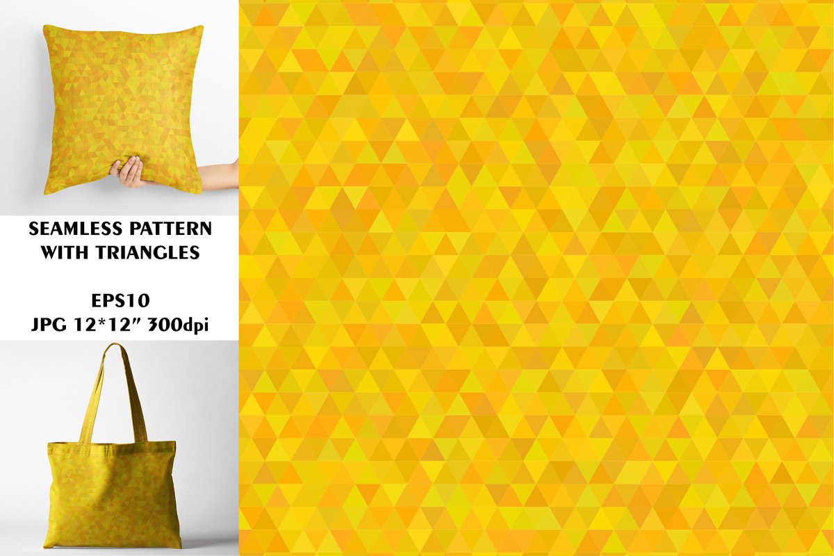 Seamless Pattern with Orange Triangles. Digital Paper. example image 1