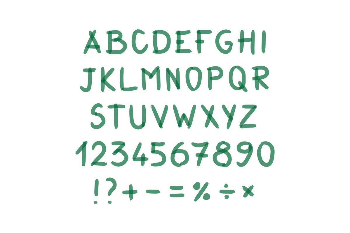 Marker Hand Written Doodle Symbols Vector. Letters, Numbers, example image 1