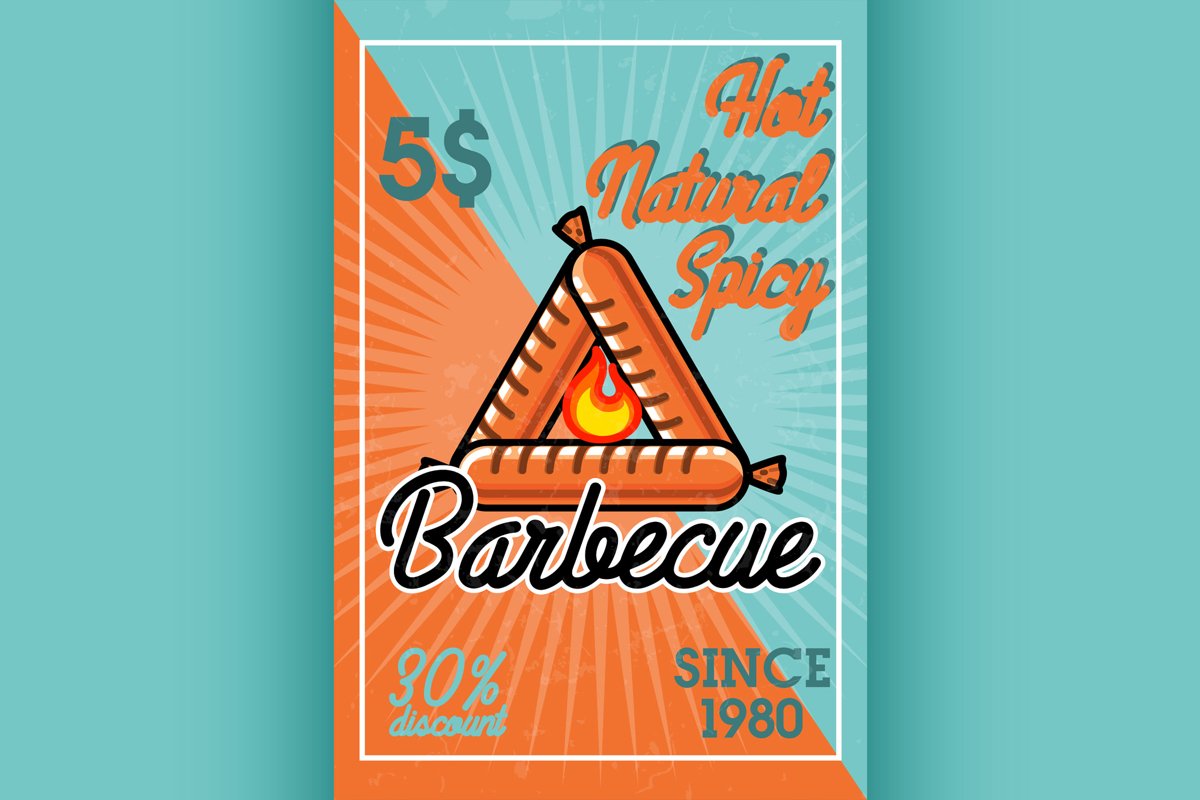 Color vintage barbecue banner example image 1
