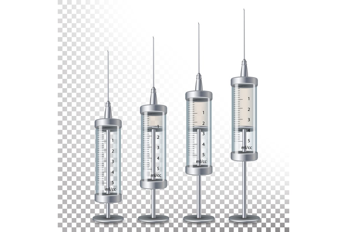 Glass Medical Syringe Isolated Vector. example image 1