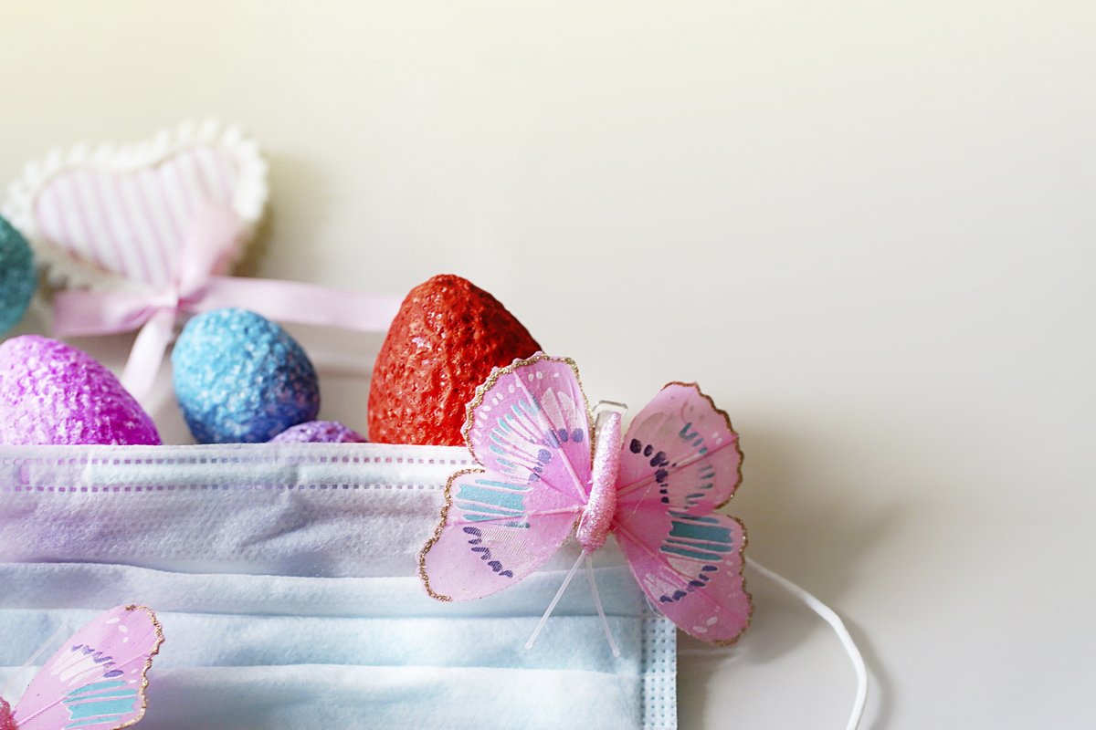 Creative Easter composition of coloful eggs example image 1