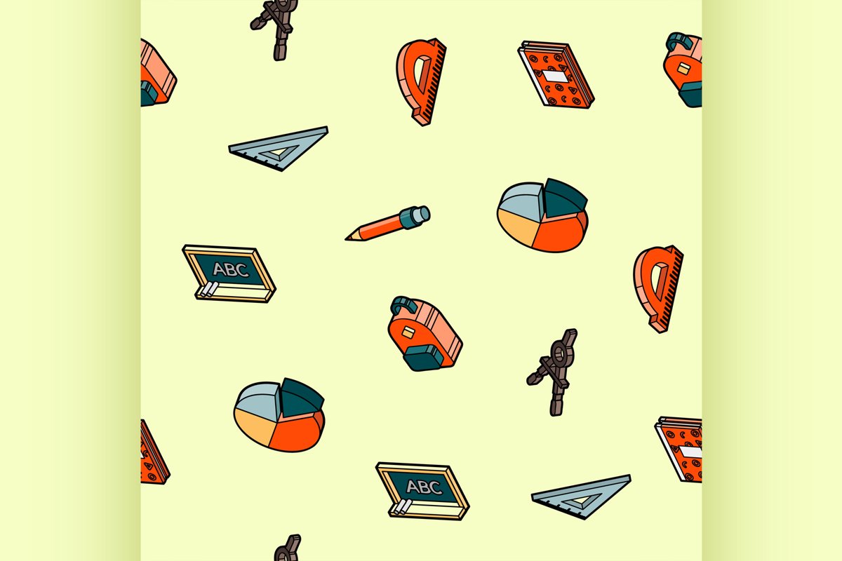 Shopping color outline isometric pattern example image 1