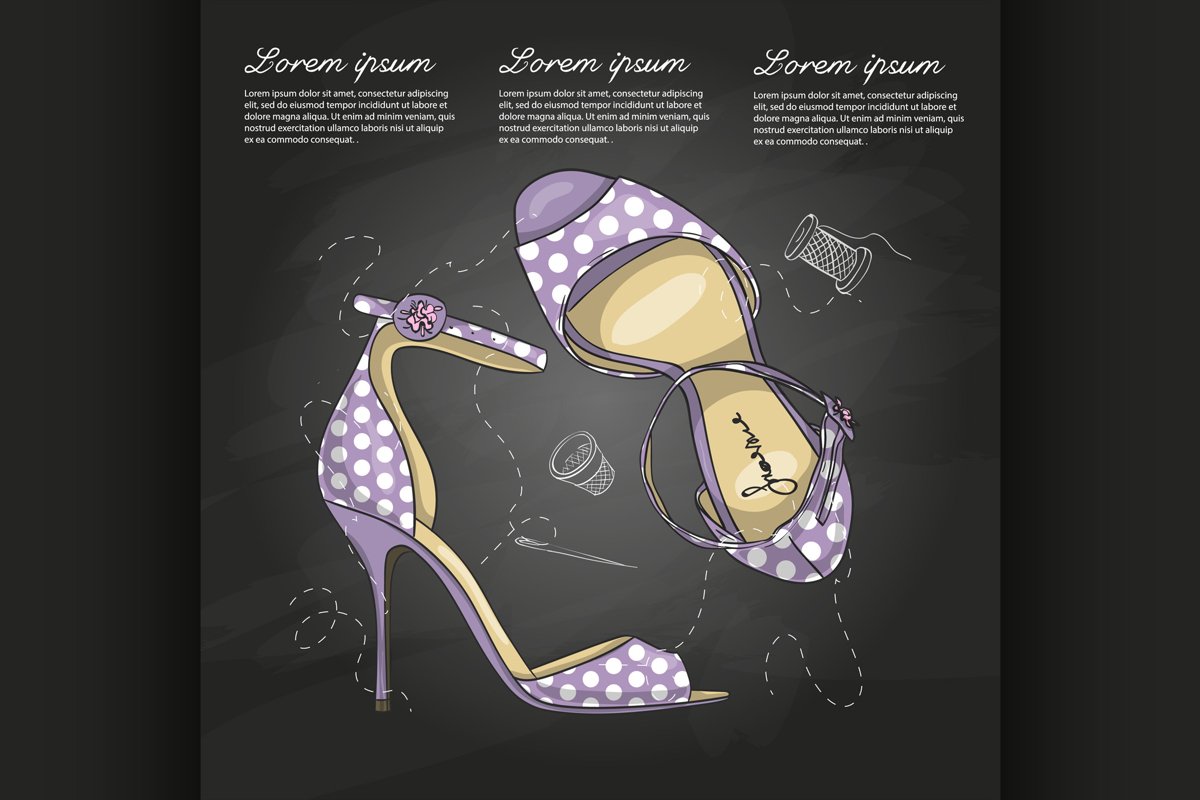 Fashion vector sketch womens shoes. example image 1