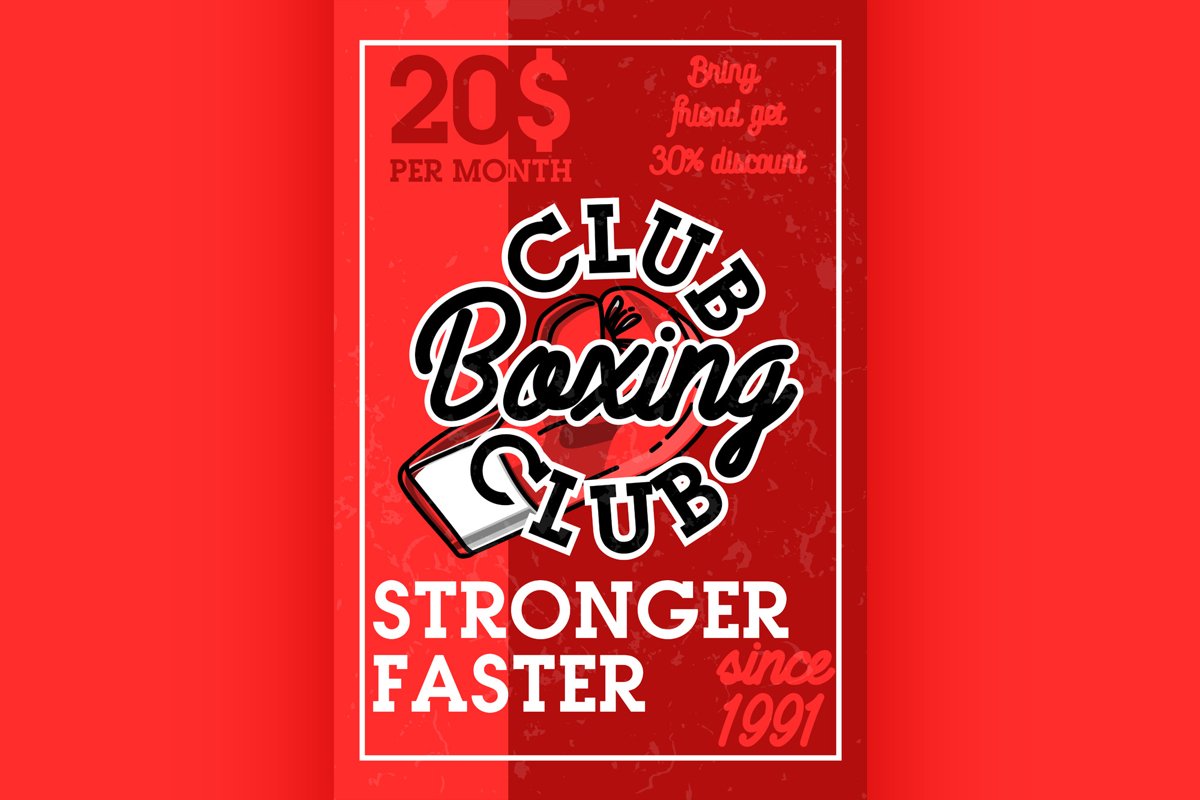 Color vintage boxing club banner example image 1