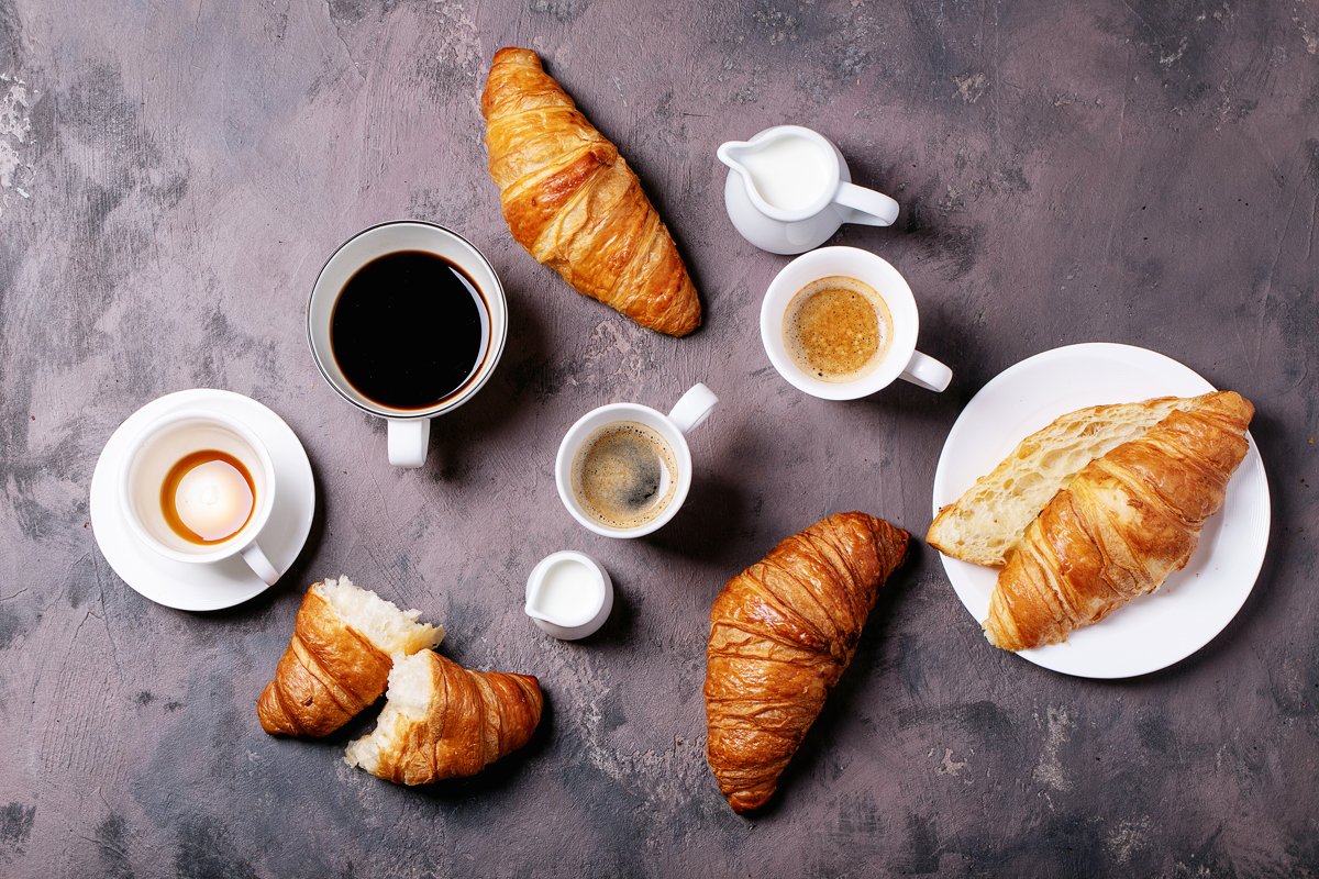 Fresh coffee with croissant example image 1