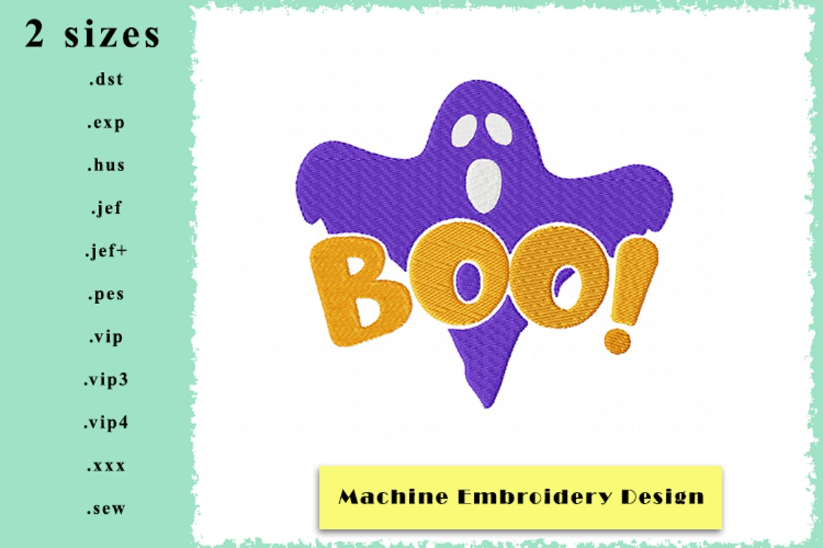 Ghostly Boo Machine Embroidery Design in 2 sizes example image 1
