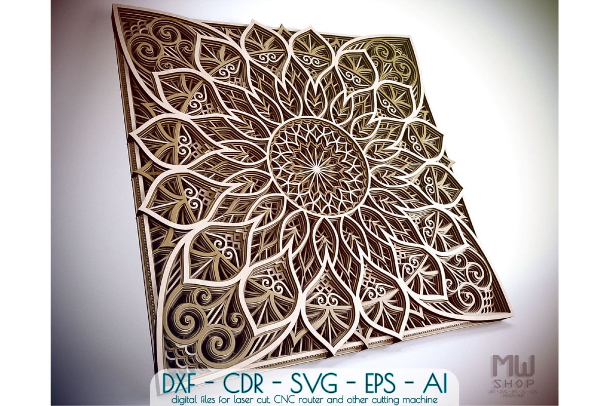 M88 - Laser Cut Mandala DXF, Layered Mandala for Laser Cut example image 1