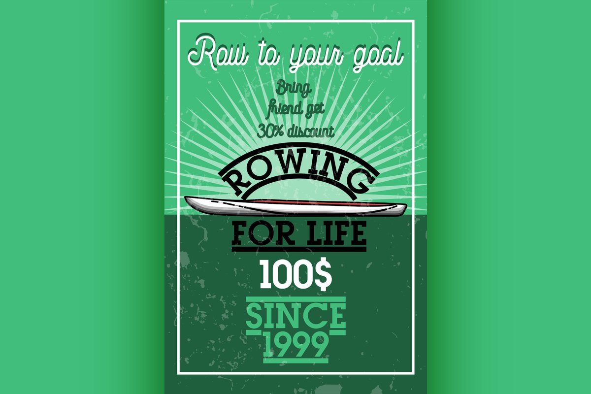 Color vintage rowing banner example image 1