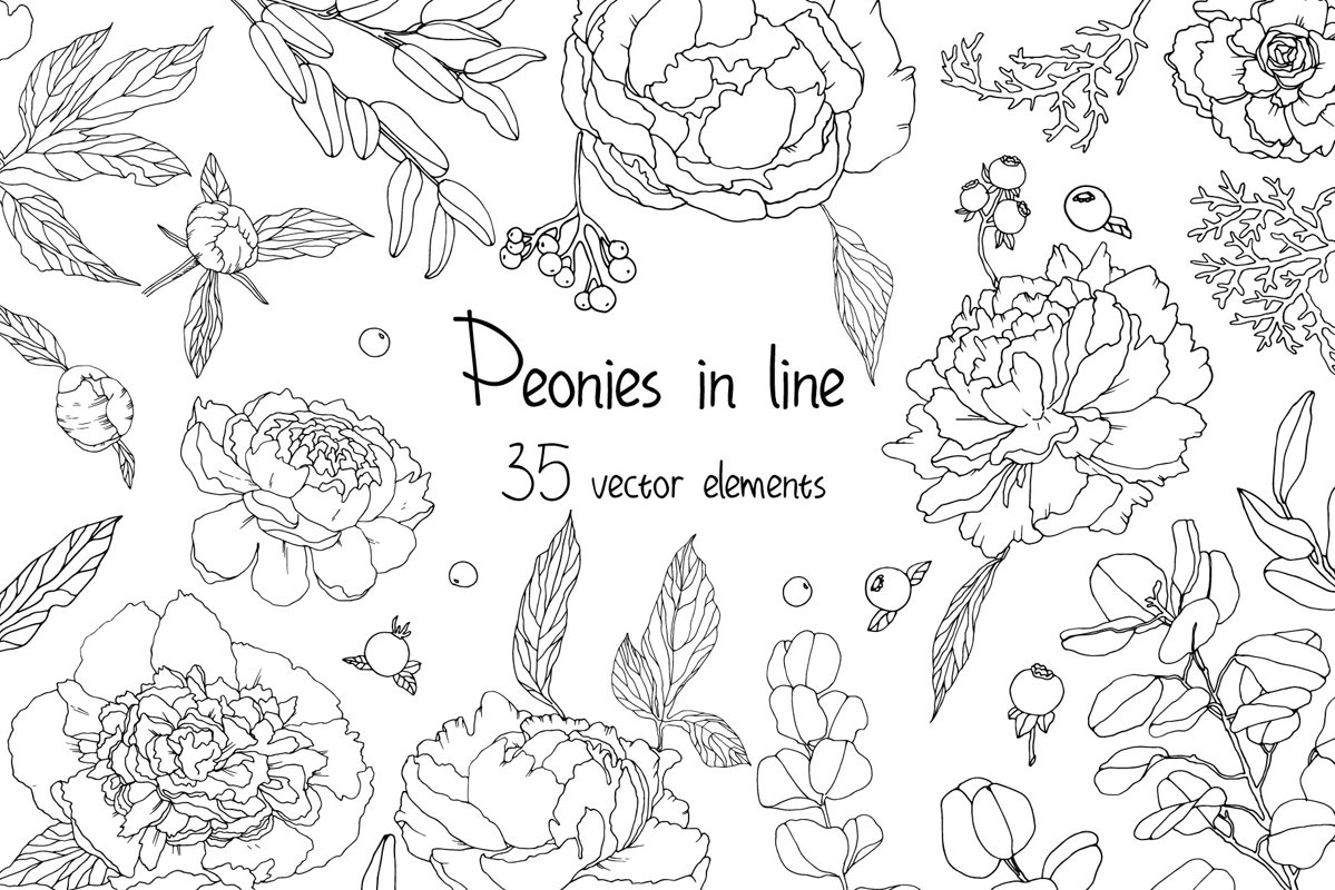 Piones in line vector example image 1