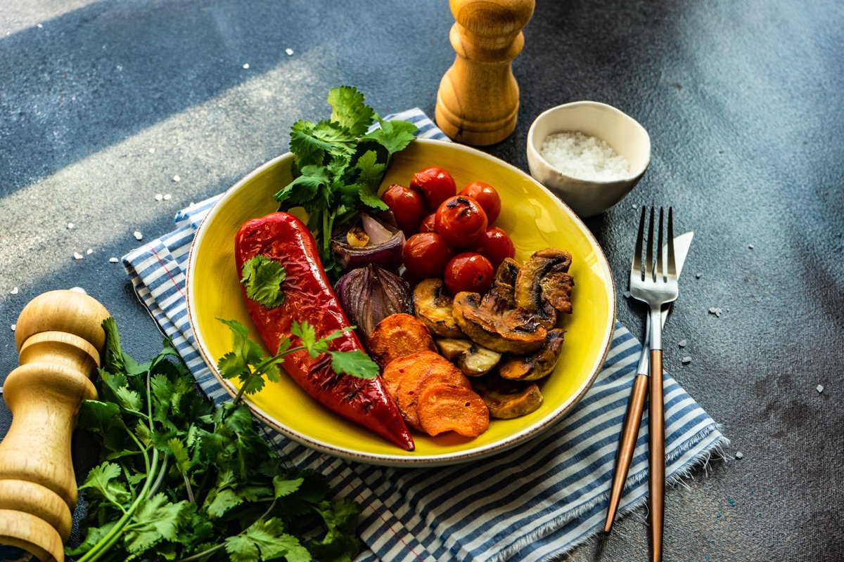 Healthy food concept with organic grilled vegetables example image 1