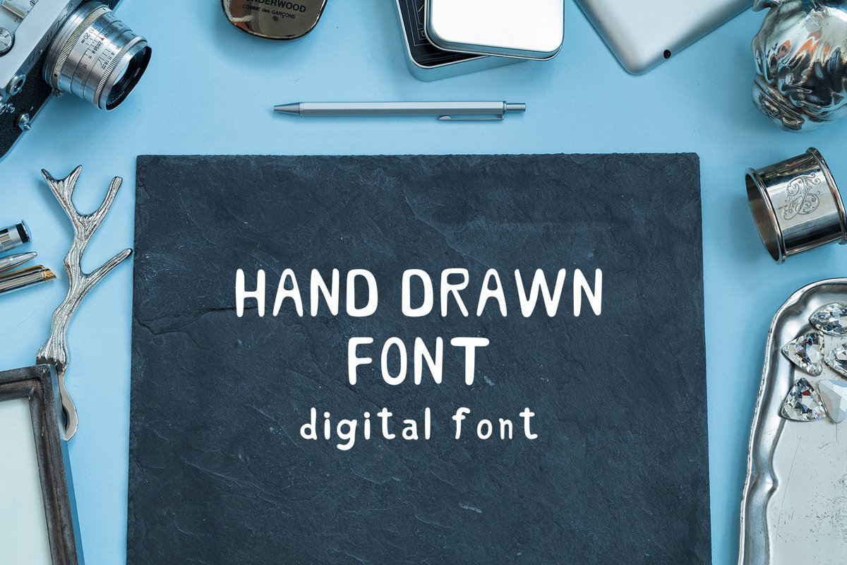 Hand Drawn Font. Handwritten Font. Digital Font example image 1