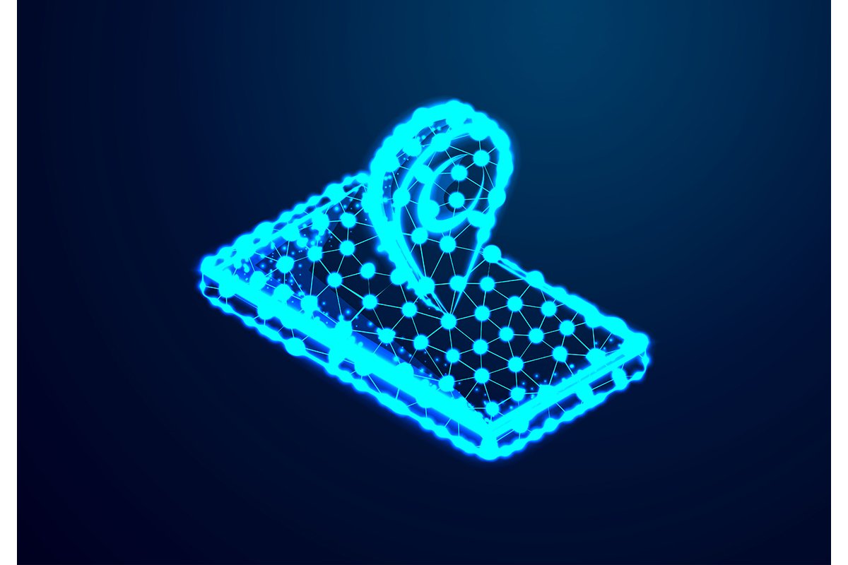 Map point and phone, Abstract low poly, Triangle, dot, line, example image 1