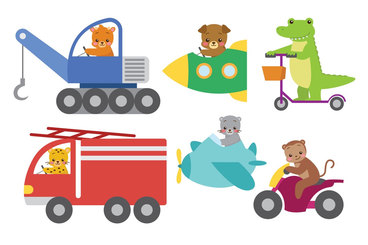 Cute Animals Riding Toy Transport example image 1