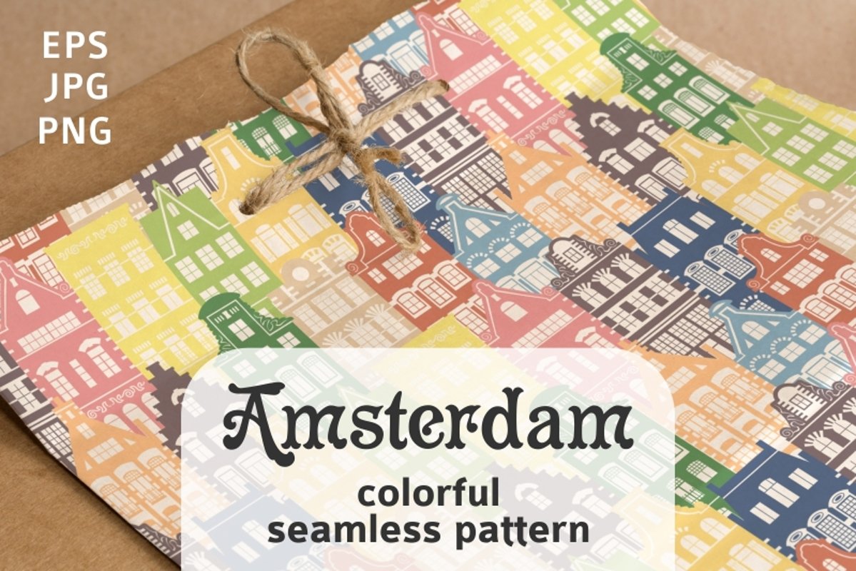 Seamless pattern of Holland houses example image 1
