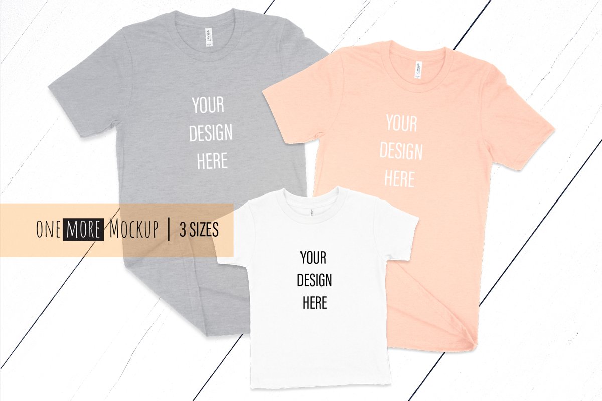 Family Tshirts Mockup | Bella Canvas 3001, 3001T | 3 Colors example image 1