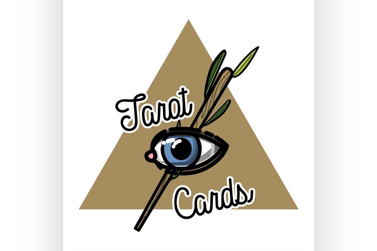 Color vintage tarot cards emblem example image 1