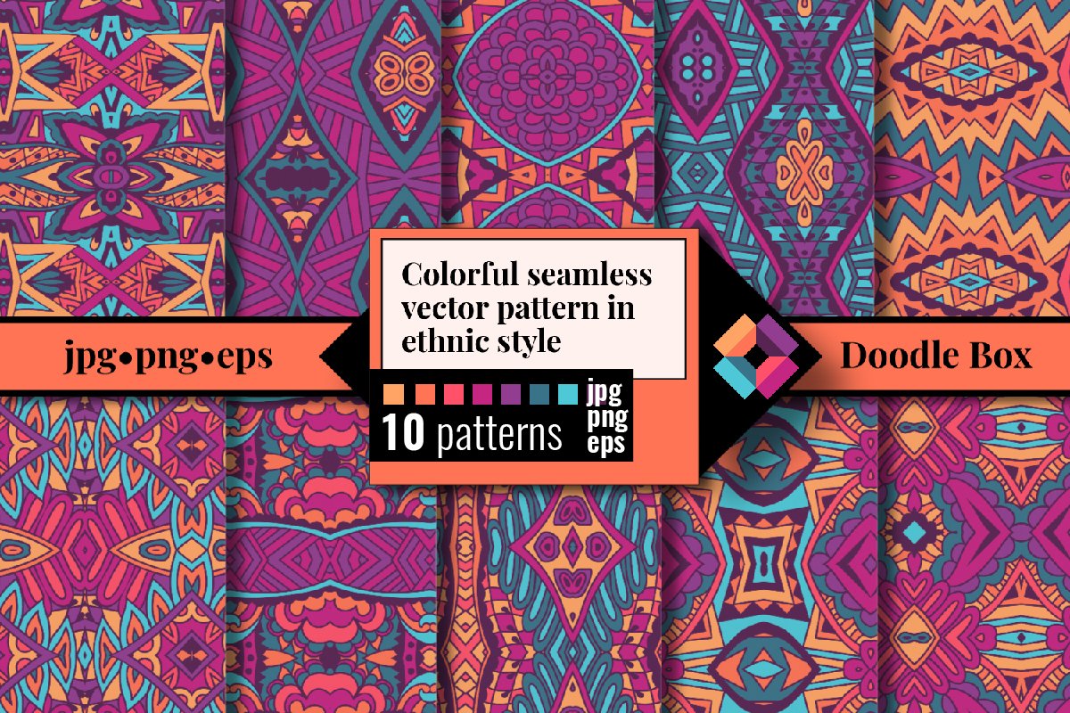 Colorful seamless vector pattern in ethnic style example image 1