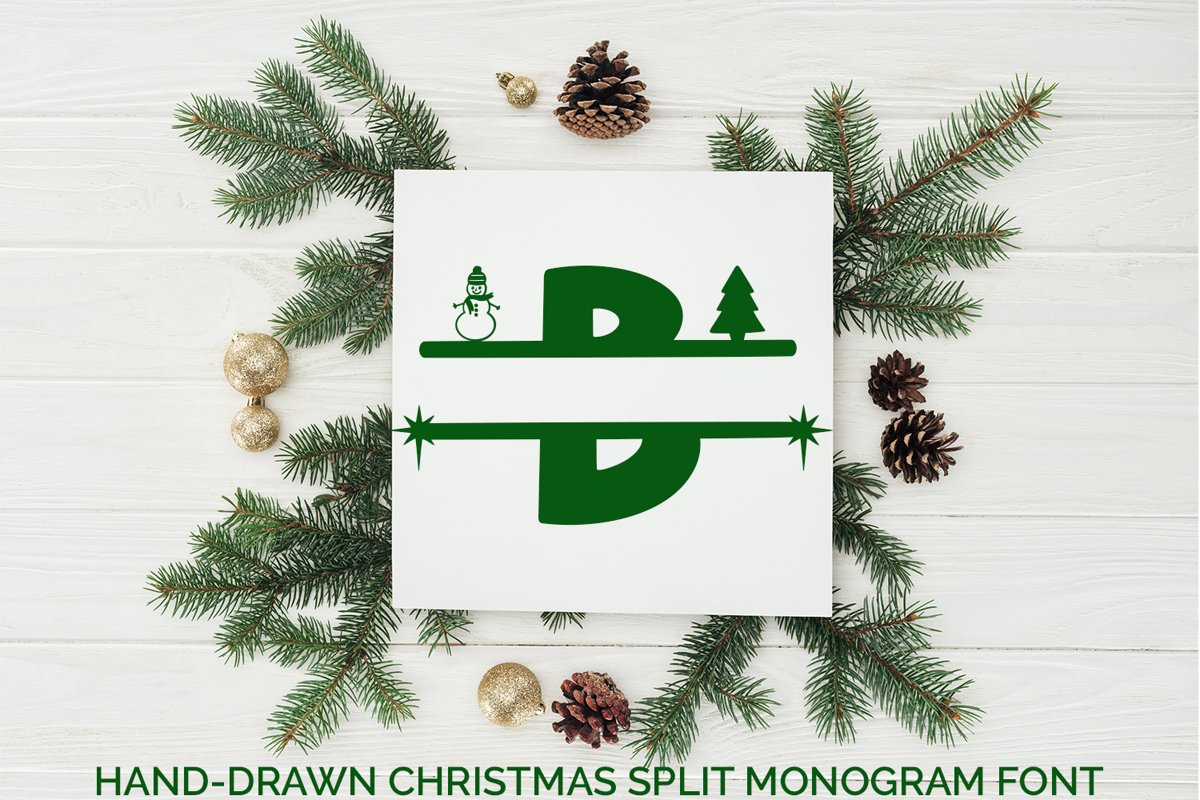 Hand-Drawn Christmas Split Monogram Font example image 1