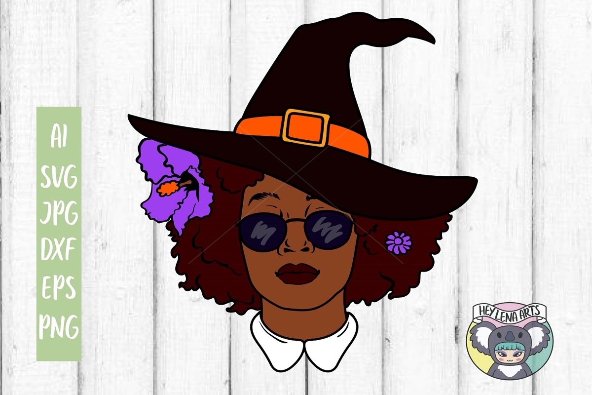 Black Woman svg, Witch svg, Halloween, Cricut Cut Files, dxf example image 1
