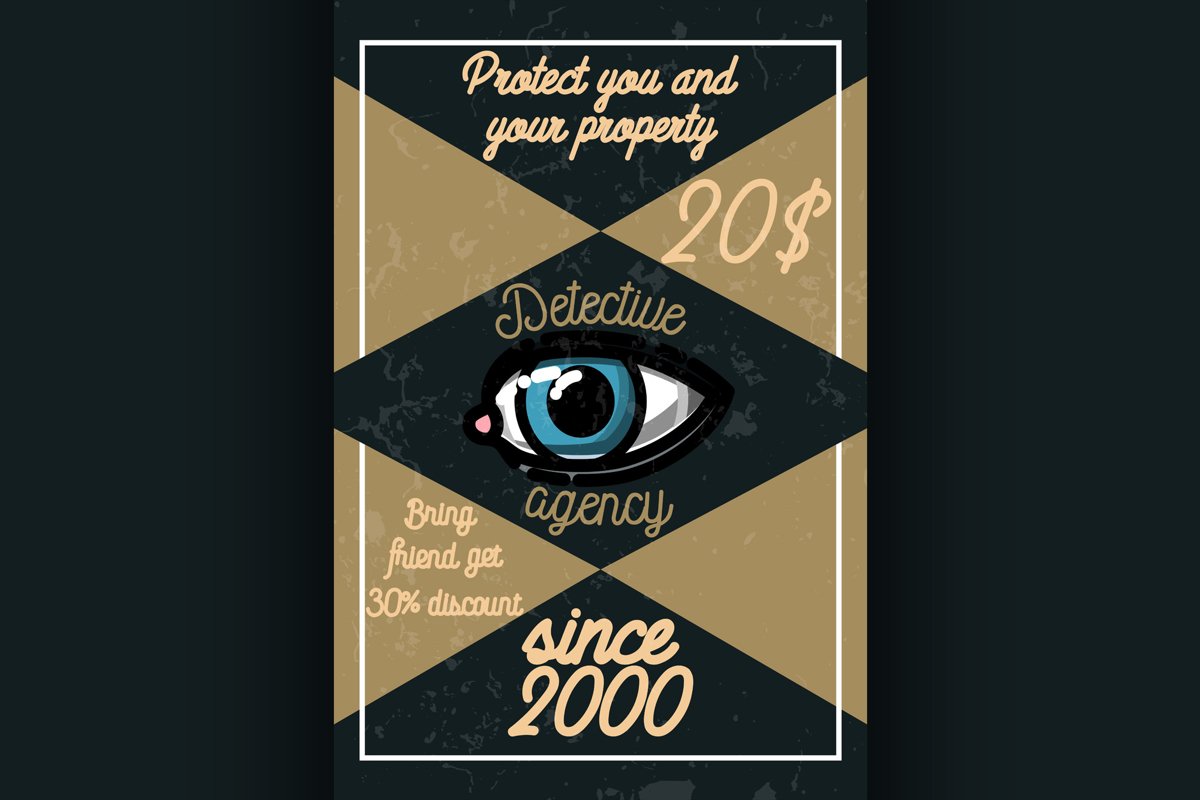 Color vintage detective agency poster example image 1