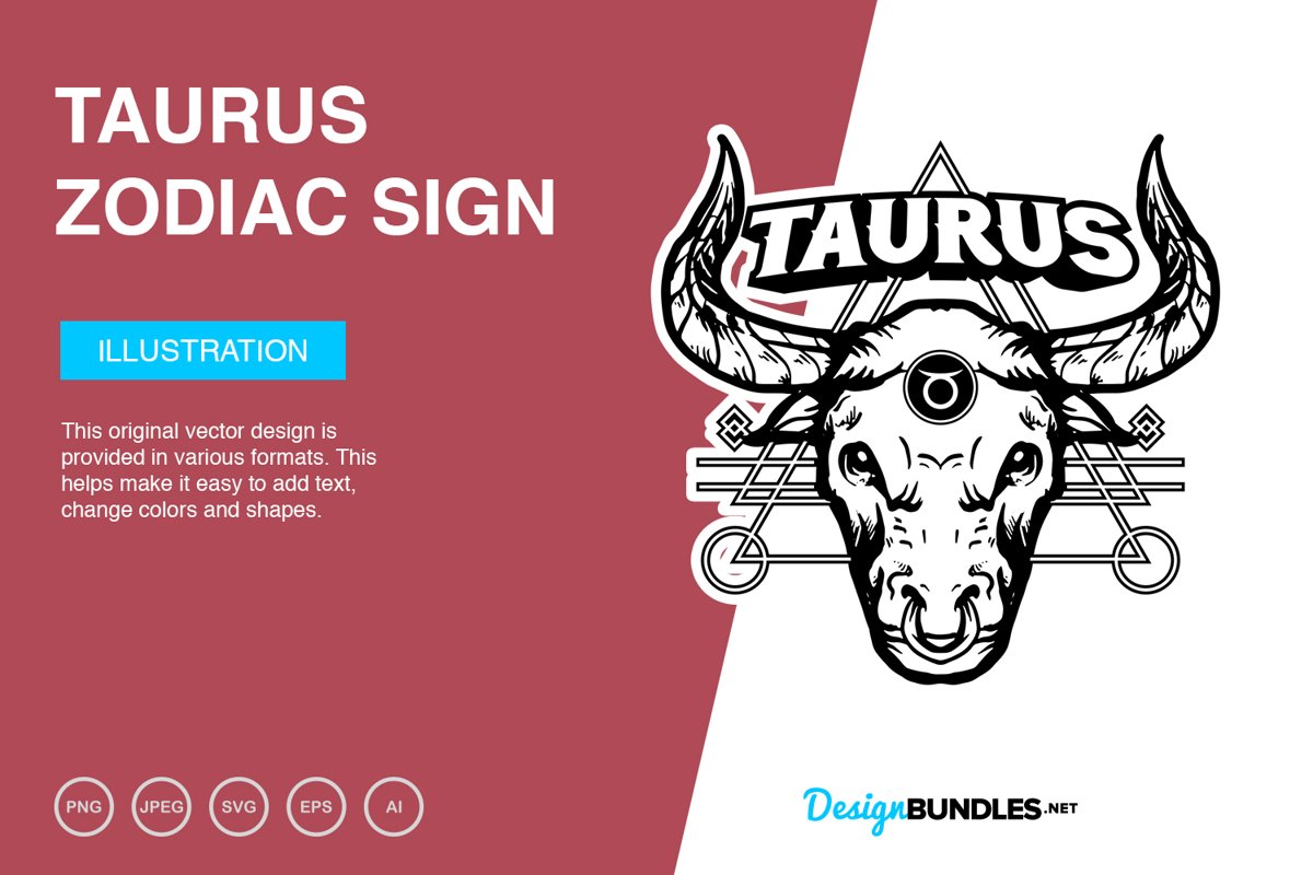 Taurus Zodiac Sign Vector Illustration example image 1
