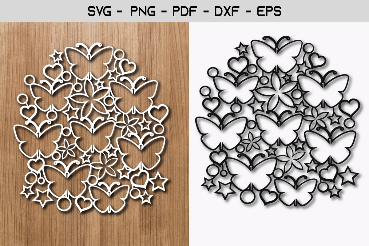 Butterfly and Star Paper Template Design example image 1