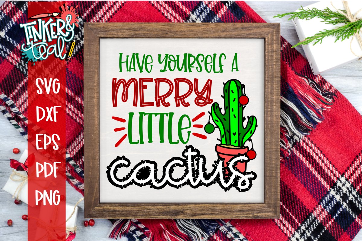 Have Yourself A Merry Little Cactus Christmas Cactus SVG example image 1