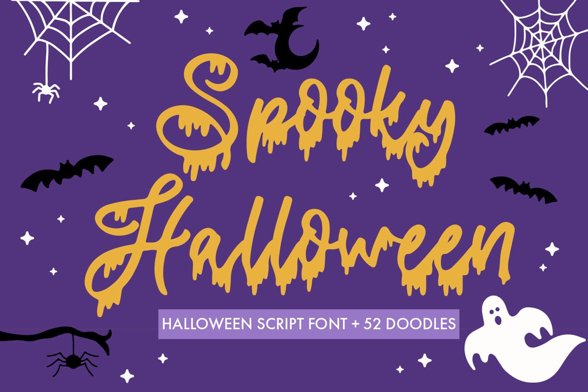Spooky Halloween Dripping Script With Doodles example image 1