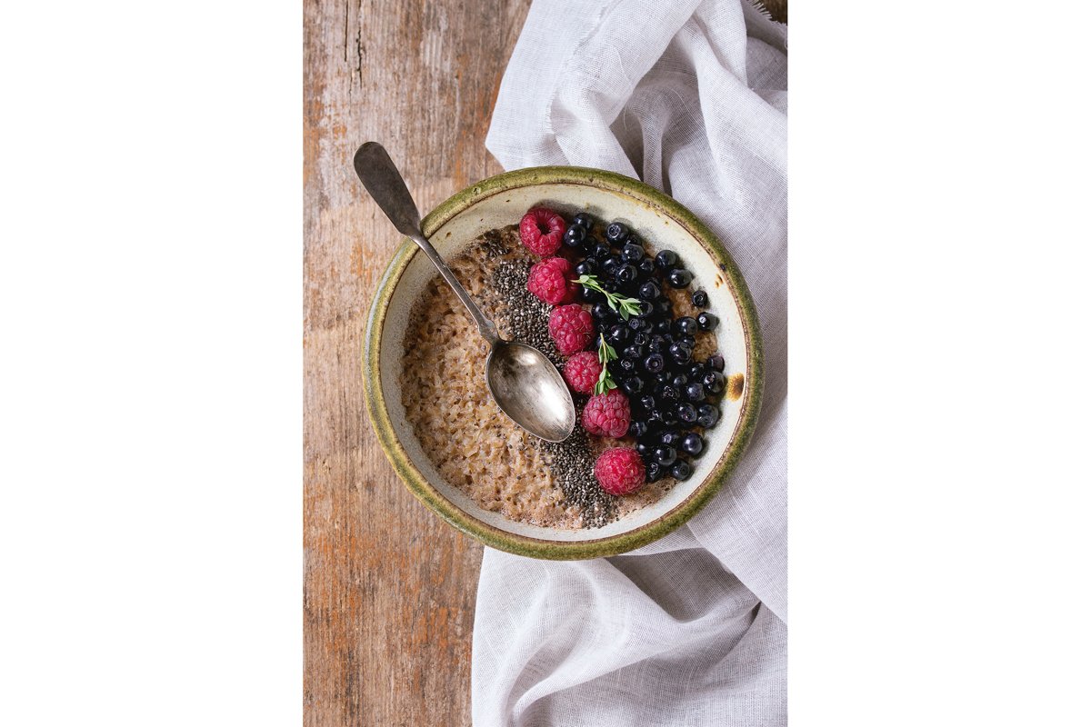 Oatmeal with berries and chia seeds example image 1