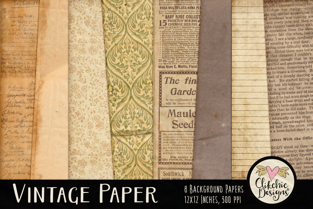 Vintage Paper Backgrounds - Vintage Texture Digital Papers example image 1