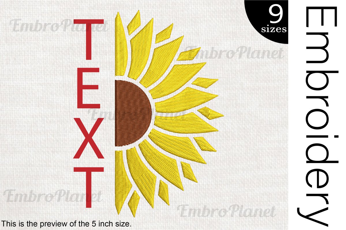 Split Sunflower - Embroidery Files - 1515e example image 1