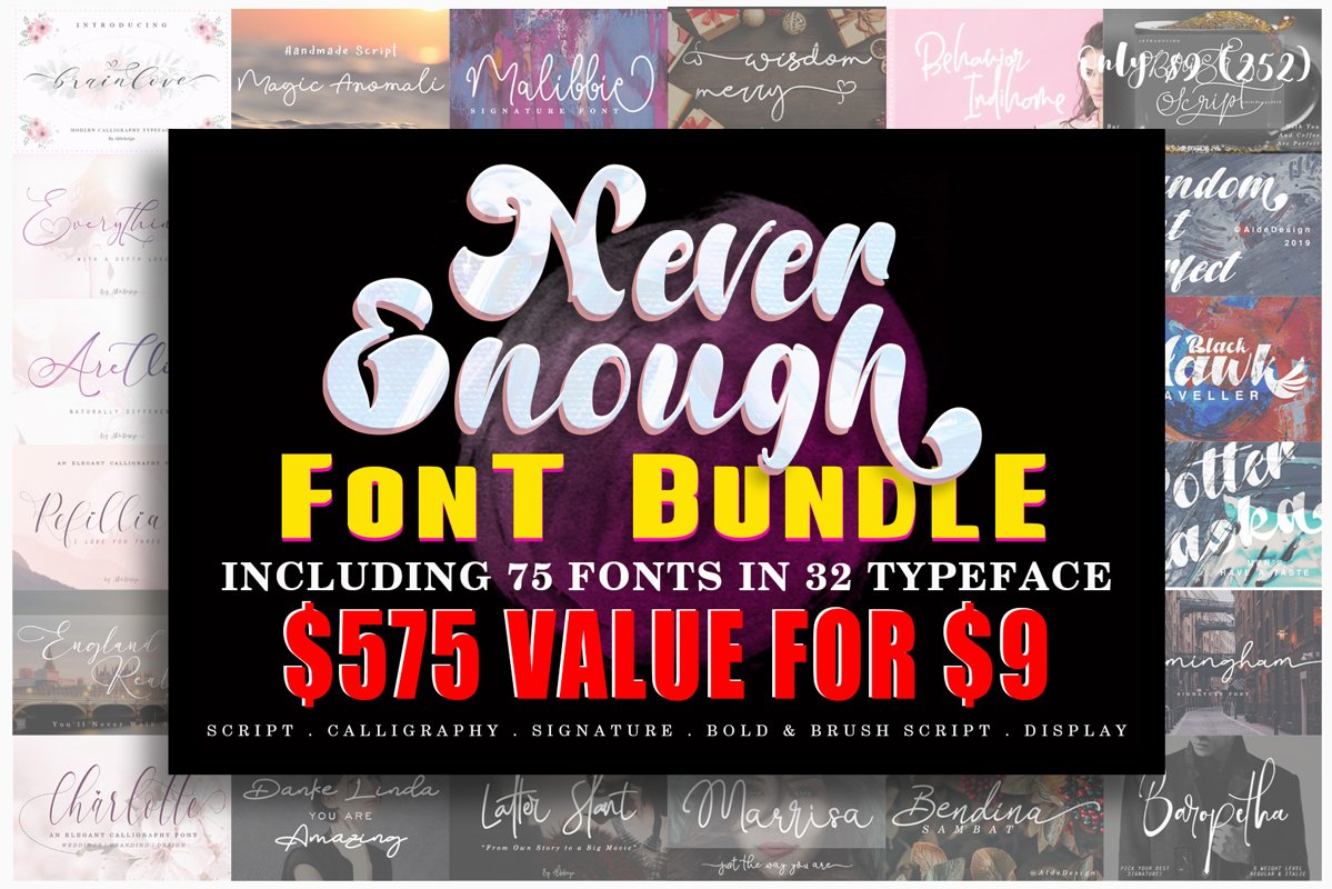 Never Enough Bundle || 72 Fonts in 32 Typeface example image 1
