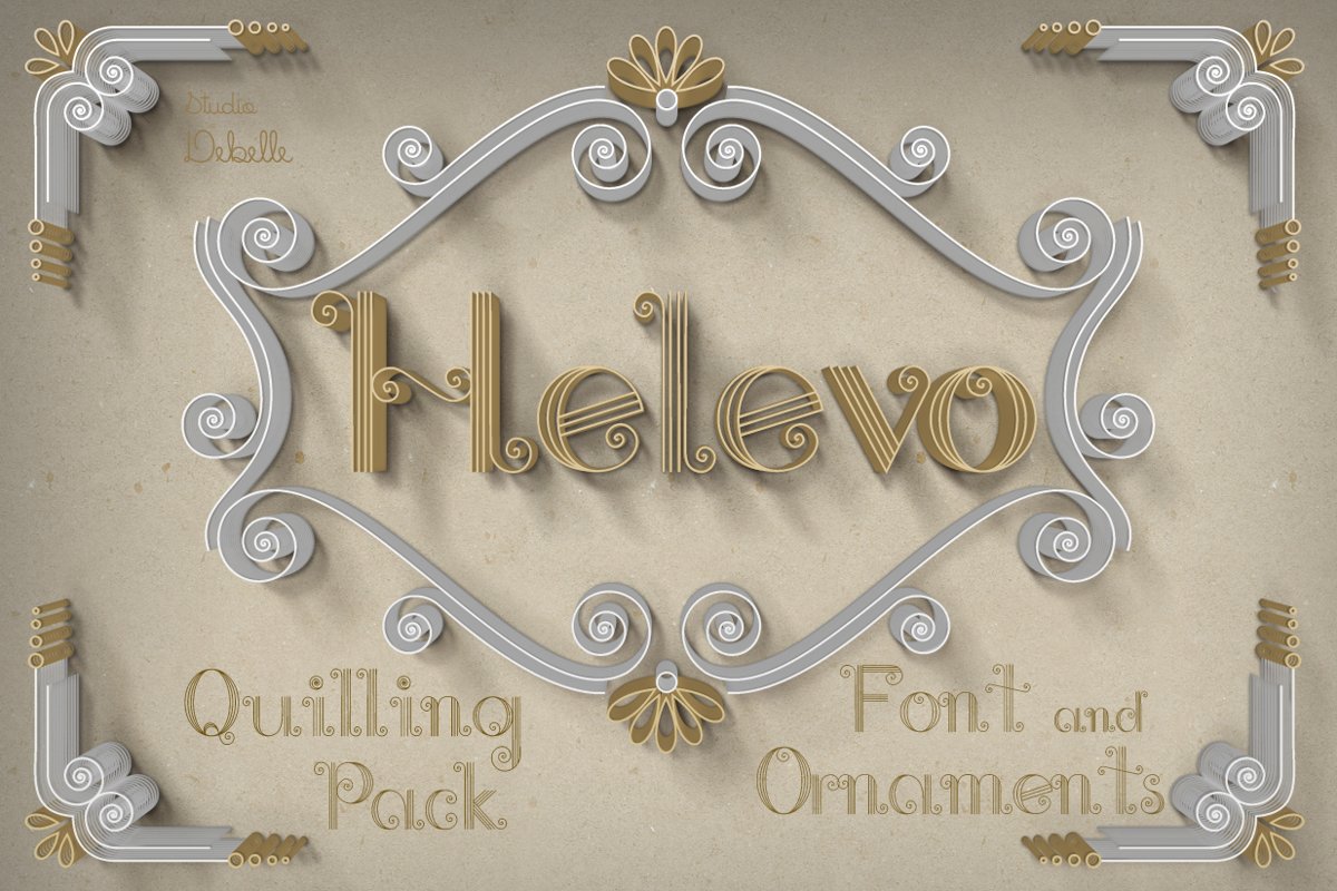 Helevo - Font and Ornaments - Quilling Pack example image 1