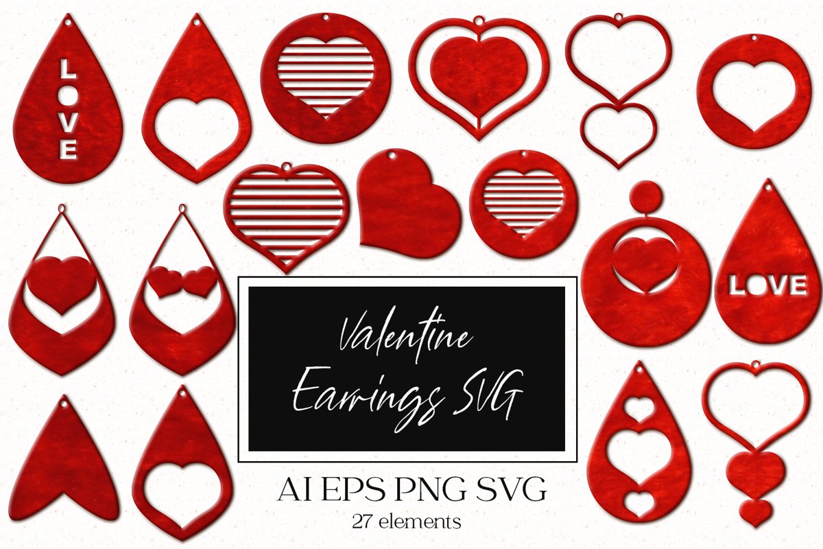 Valentine Earrings SVG example image 1