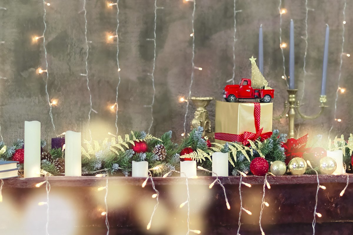 Defocused New Year Greeting Card Concept, christmas. example image 1